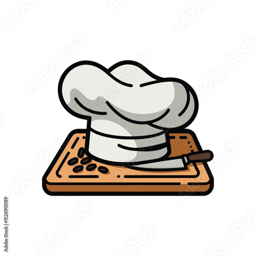 vector icons cooking food chef hat include a pizza slice, a sushi roll, spaghetti and meatballs, a curry bowl burger , fish 
