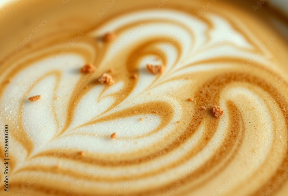 Fototapeta premium Swirling latte foam art with intricate details and textures