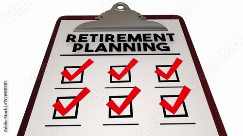 Retirement Planning Checklist Reach Goal Plan Budget Savings 3d Animation