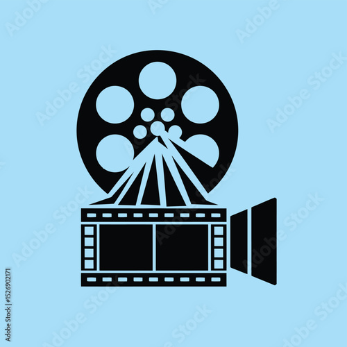vector icons for cinema, Director's Chair , theatrical roles, video tape, cinema shattered spotlight, Theater Ticket
