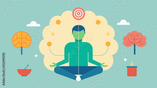 Taking a holistic approach to brain health by incorporating mindbody practices in our yoga and brain workshop.. Vector illustration