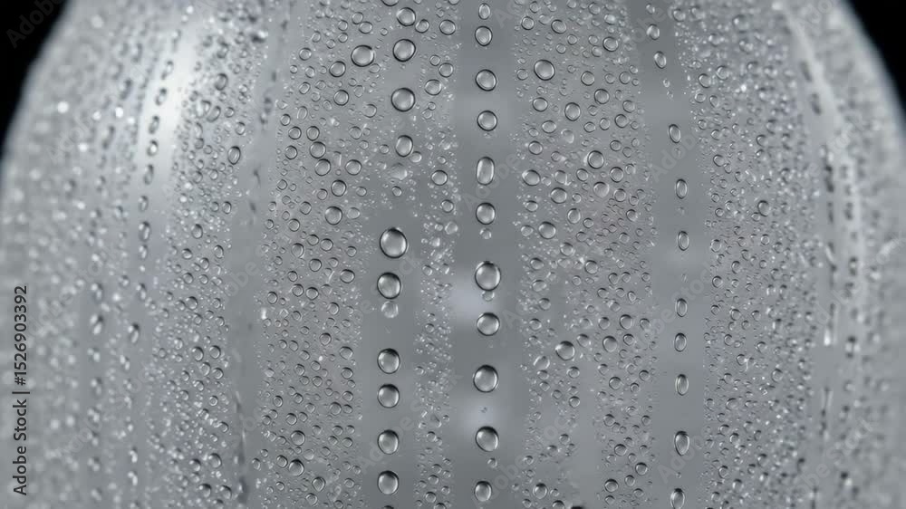Transparent glass with water droplets closeup on black background  