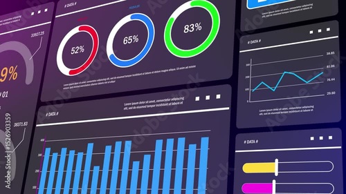 Professional business infographic with charts, graphs, diagrams, and dashboard elements. Ideal for online performance, data analysis, statistics, and success tracking in digital business strategy.