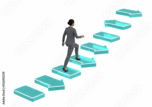 businessman climbing up stairs