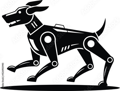 Robot Dog Running - Silhouette Vector Icon Design.