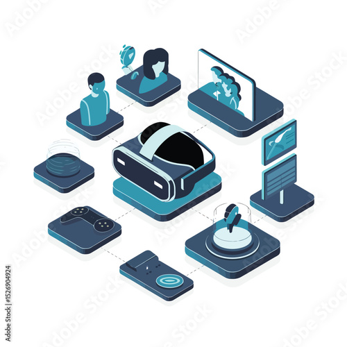 vector icons info graph illustrating VR and mixed reality VR Headset Icon  

