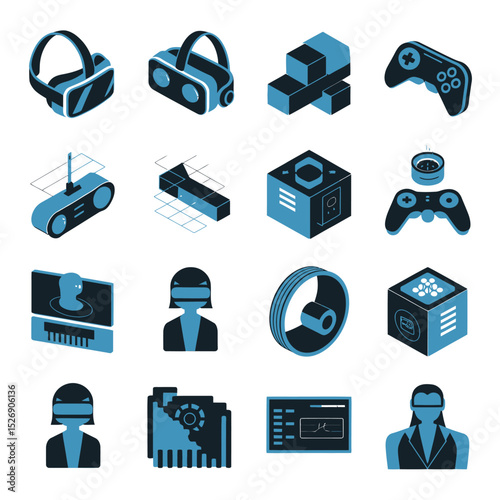 vector icons info graph illustrating VR and mixed reality VR Headset Icon  
