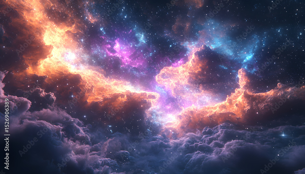 Fototapeta premium vivid universe with nebulae