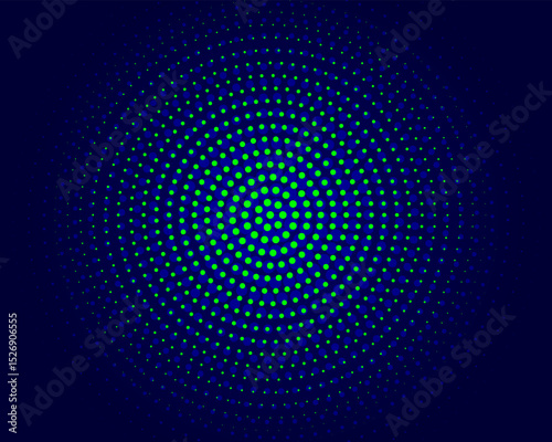 Abstract Digital Circles of Particles with Noise. Futuristic Circular Sound Wave. Big Data Visualization. 3D Virtual Space VR Cyberspace. Crypto Currency Concept. Vector Illustration