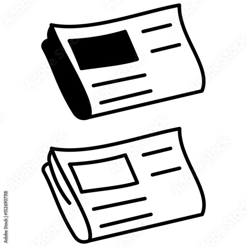 newspaper icon, simple flat style, vector illustration, symbol, design logo template pictogram, for ui or ux isolated on white for mobile app, editable