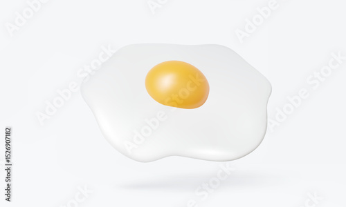 Fried egg with yellow orange yolk 3D vector icon minimal cartoon style isolated on pastel background. protein nutrition healthy breakfast cook freshness realistic design cute. illustration element
