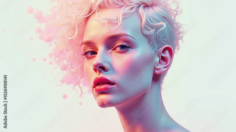 Obraz premium Mesmerizing portrait with ethereal, vibrant hues.