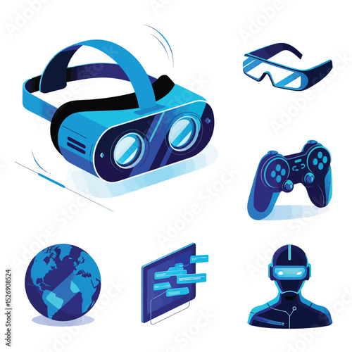 vector icons info graph illustrating VR and mixed reality VR Headset Icon  
