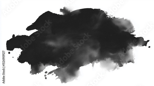 Black watercolor texture. Dark colored watercolor picture.  Hand painted background.