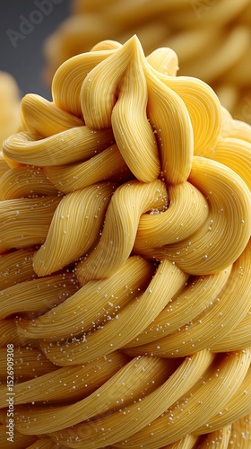 Abstract Swirls of Yellow Texture with White Lines and Dotted Pattern in a Close-Up, Decorative Element.
