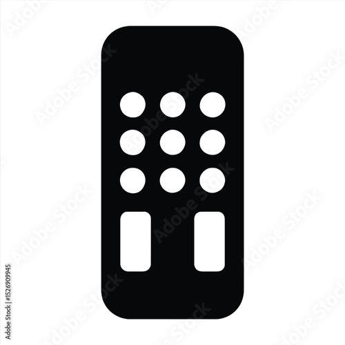 Remote Control Icon: A minimalist depiction of a classic remote control, rendered in stark monochrome, conveying simple functionality and ease of use.
