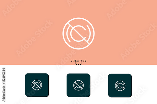  Set Of CN, NC,C , N, Abstract Letters Logo Monogram	