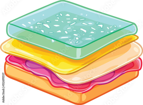Delicious layered sandwich illustration showcasing fresh ingredients perfect for food related designs.