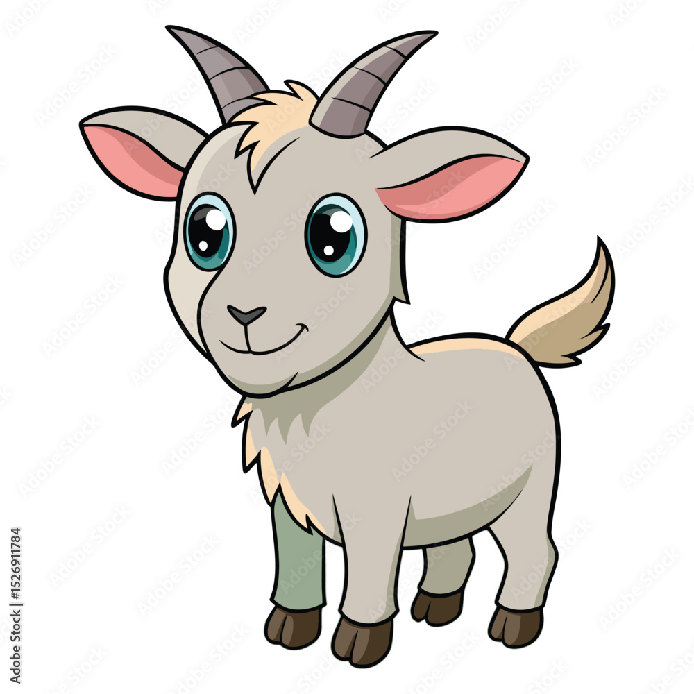 Naklejka premium Cute Cartoon Goat Clipart – Smiling Farm Animal Illustration