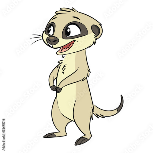 Cute Cartoon Meerkat Character Standing and Smiling | Animal Illustration