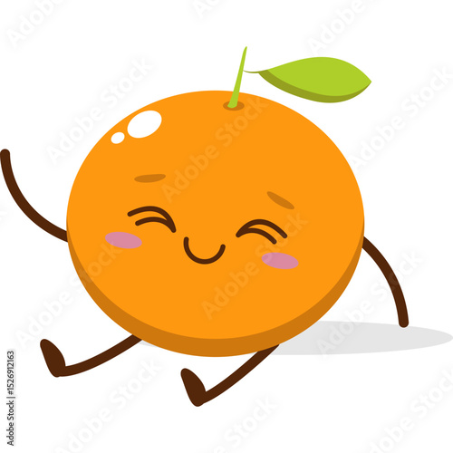 Cute Kawai Orange Character Mascot Element Icon