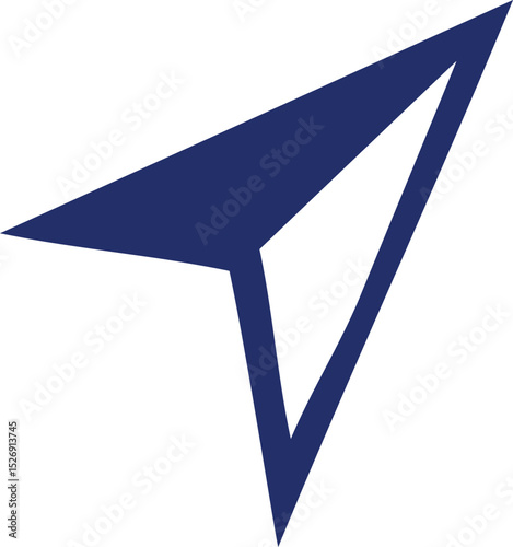 Blue Navigation Arrow Icon: An isolated image showcases a simple, navy blue navigation arrow icon, representing direction and guidance for various design and digital purposes.