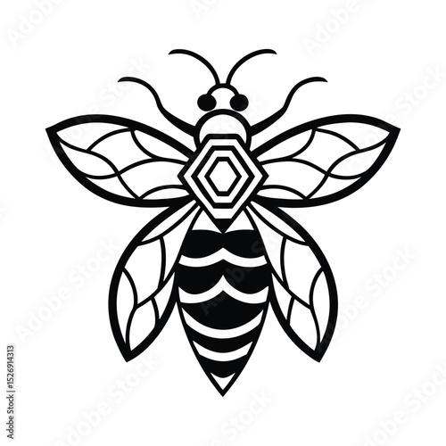 Royal Tribal bumblebee vector line art illustration 