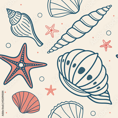 Various Seashells set. Different shapes