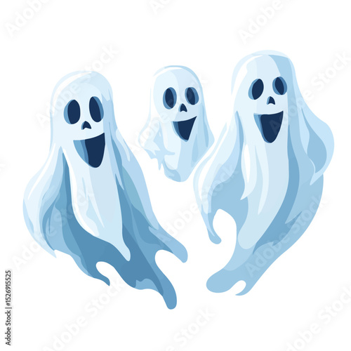 2D flat Ghost Decorations illustration vector, isolated on a white background.