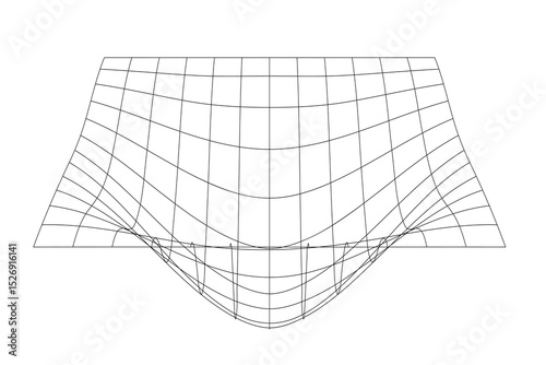 Geometry wireframe shape and grid black color 3D style cyberpunk element psychedelic rave style. 00s Y2k retro futuristic aesthetic vector 10 eps