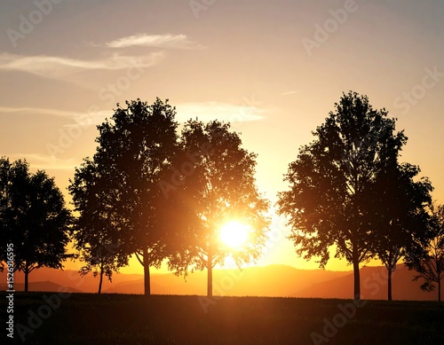 Silhouette trees at sunset