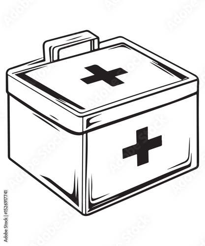 Silhouette of First aid box, first aid kit box silhouette vector illustration