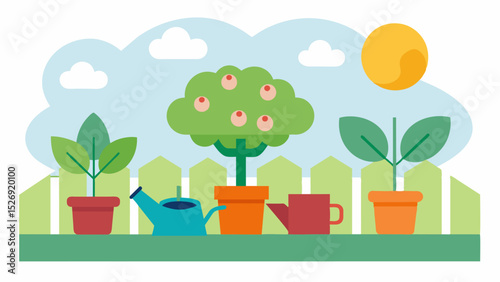 The memory cafes garden where attendees can participate in gardening activities that have been shown to improve brain health and reduce stress.. Vector illustration