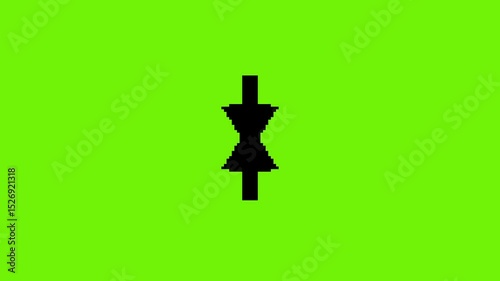 Abstract Neon Green and Black Pixel Art Zipper Style Arrows Opening Screen. Retro game intros, digital transitions, creative openers, and pixel-style content with a bold, animated twist.