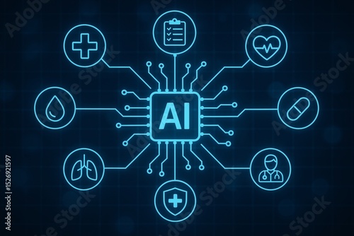 Exploring the Intersection of Artificial Intelligence and Healthcare: A Visual Representation of AI-Driven Medical Innovations and Tools photo