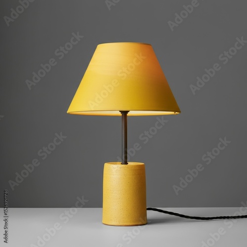 Wallpaper Mural Minimalist table lamp with a yellow shade and base emitting a warm glow against a dark grey background ai generated images ai generative Torontodigital.ca