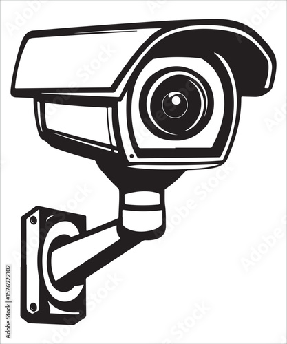 CCTV silhouette vector illustration, security camera vector