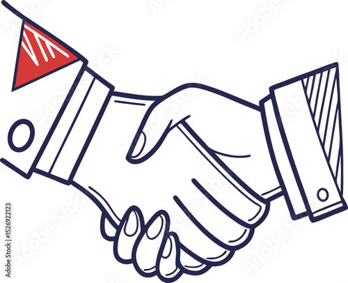 A single isolated flat design vector-style icon of a handshake representing business agreement.