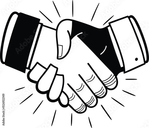 A single isolated flat design vector-style icon of a handshake representing business agreement.