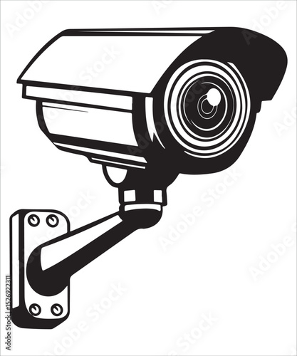 CCTV silhouette vector illustration, security camera vector