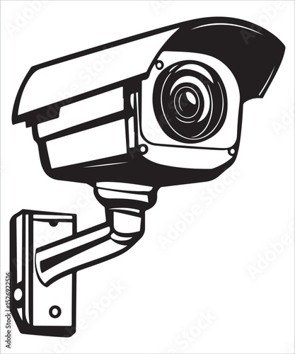 CCTV silhouette vector illustration, security camera vector