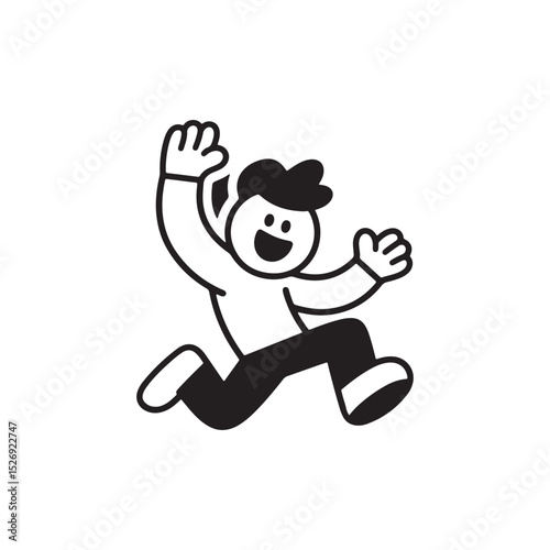 Cartoon character running illustration happy person joy success vector art