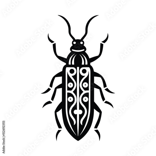 Royal Tribal click beetle vector art illustration