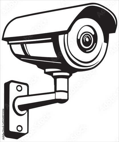 CCTV silhouette vector illustration, security camera vector