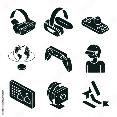 vector icons info graph illustrating VR and mixed reality VR Headset Icon  
