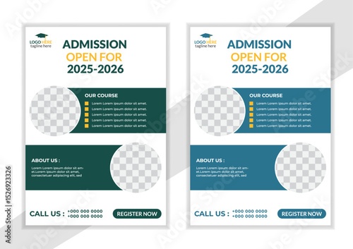 Creative style admission flyer template for school, college, university, coaching center vector design.Creative and modern online school kids education admission flyer poster template design vector.