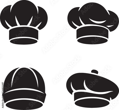 Chef Hats silhouette set vector illustration isolated On Transparent Background