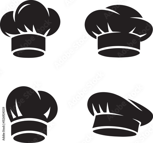 Chef Hats silhouette set vector illustration isolated On Transparent Background