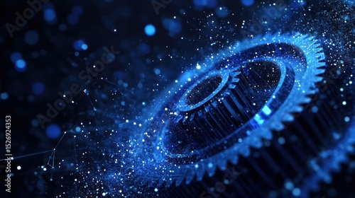 Abstract gears in deep blue