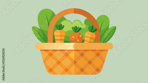 A woven basket with just a few shriveled peas and a handful of baby carrots highlighting the challenges of eating a wellrounded nutritious diet on a limited budget.. Vector illustration